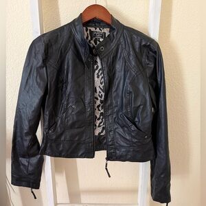 Ashley By 26 International Black Faux Leather Moto Jacket
